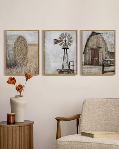 Drsoum Farmhouse Wall Art Vintage Rustic Windmill Barn Cornfield Pictures Framed Painting Landscape Countryside Rural Canvas Artwork Home Decor Ready to Hang 11x14in - Natural Framed Drsoum Farmhouse Wall Art Vintage Rustic Windmill Barn Cornfield Pictures Framed Painting Landscape Countryside Rural Canvas Artwork Home Decor Ready to Hang 11x14in - Natural Framed