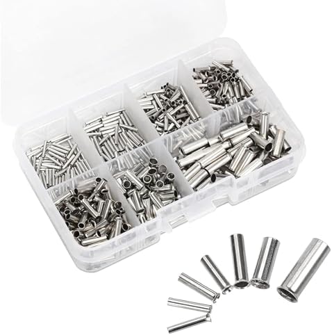 Azonee 600 Piece Terminal Kit, Tinned Copper Crimp Connector AWG 22-10, 7 Sets of Non-Insulated Sleeve Pin Connectors, Assembly Kit