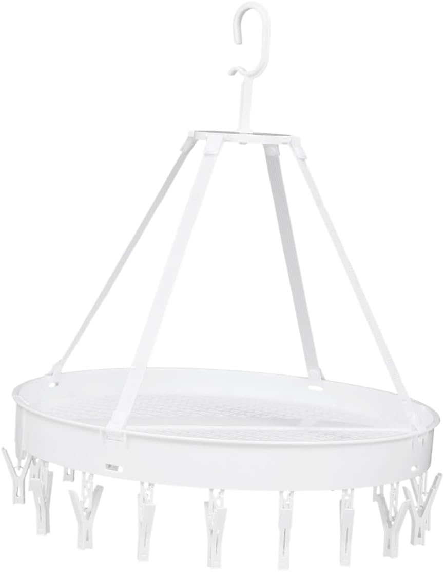 Windproof Folding Clothes Drying Rack for Bras and Socks, Single-Layer White Hanger, Multifunctional Indoor Balcony Laundry Organizer