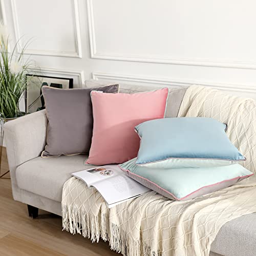 Btyrle Throw Pillow Covers 18X18 Set Of 4 Velvet Soft Square Decorative Pillow Cover Couch 8-Colors Pillow Covers Case Pillowcase For Patio Sofa Bed Bedding Living Room #TOP2
