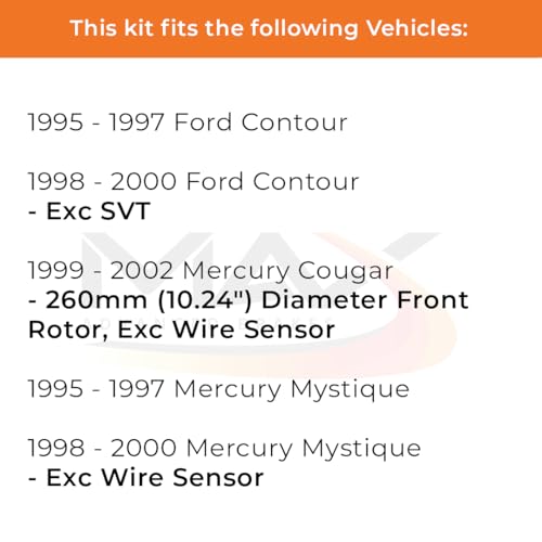 Image of Max Advanced Brakes Front & Rear Brake Kit Compatible With 95-00 Ford Contour Compatible With Mercury Cougar Mystique Replacement Premium OE Disc Brake Rotors and Ceramic Brake Pads