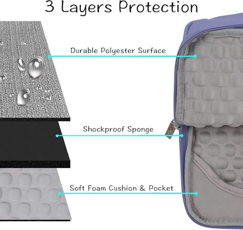 Image of MOSISO Laptop Case 13.3 inch, 13-13.3 inch Laptop Sleeve with Handle Compatible with MacBook Air /Pro 13 /Pro 14 M5 M4 M3 M2 M1,HP Dell ASUS Lenovo, Polyester Multifunctional Computer Bag, Lavender Gray