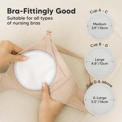 Image of 14-Pack Reusable Nursing Pads for Breastfeeding - Soft & Absorbent 4-Layers Washable Breast Pads for Leaking Milk, Viscose from Bamboo Breastfeeding Essentials, Nipple Covers (Cool Gray, L 4.8 inch)