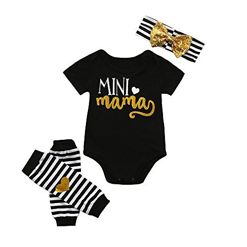 Vovotrade 3PCS Outfit Set Newborn Infant Baby Girl Clothes Romper+Leg Warmers+Bow Headband (6M, Black) Vovotrade 3PCS Outfit Set Newborn Infant Baby Girl Clothes Romper+Leg Warmers+Bow Headband (6M, Black)
