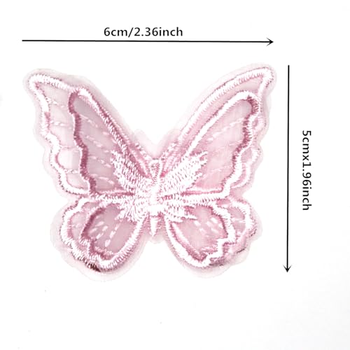 10 peças de tecido com acabamento de renda de borboleta, apliques de renda bordados de organza branc