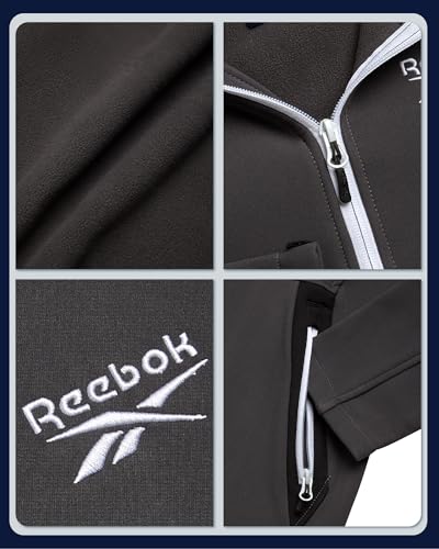 Image of Reebok Boys Fleece Jacket - Polar Fleece Lined Wind & Water Resistant Softshell Winter Jacket - Outdoor Winter Coat for Boys