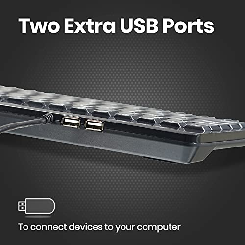 PERIBOARD-505H PLUS, Tastiera con trackball - USB - con cavo - con 2 porte USB Hub - 315x147x2 - Fit with Professional or Industrial Use - US English Layout - Hub USB - Immagine 5