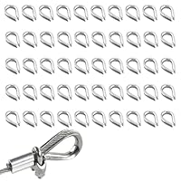 Drahtseil Kauschen, Seilkausche, Drahtseil Fingerhut, Stainless Steel Kausche, Edelstahl Kabelkausche, Rigging Werkzeuge für Drahtseilklemmen Stahlseil Wäscheleine Forstseil Markise Fixiert, 50 Stück
