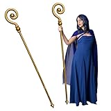 Nicky Bigs Novelties Adult Gold Saint Nicholas Shepherd Staff - Priest Pope Bishop Crosier Stick - Halloween Easter Costume Accessory Prop, Gold, One Size