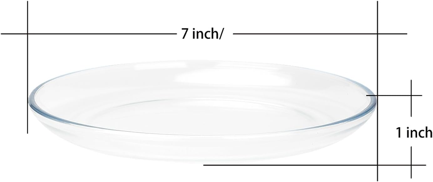 7 Inch Round Tempered Glass Dessert Plates, Small Mini Appetizer, Fruit, Salad and Cake Plates, Set of 3