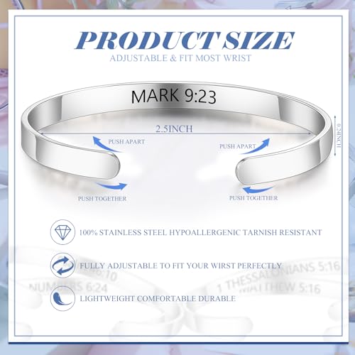 MTLEE 30 Pcs Inspirational Cuff Bracelets Bulk Gifts for Women Motivational Bible Verse Bracelet Silver Personalized2