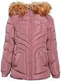 Steve Madden Girls' Winter Coat - Bubble Puffer Ski Jacket with Fur Trim Hood (Size: 4-16), Size 6X, Dark Dusty Rose