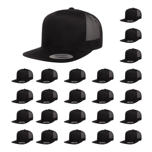 Yp Classics Pack of 24 Yupoong 5 Panel Classic Trucker Cap (Black)