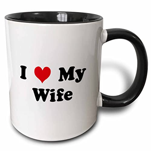 3dRose mug_16584_4 I Love My Wife - Two Tone Black Mug, 11oz, Multicolored