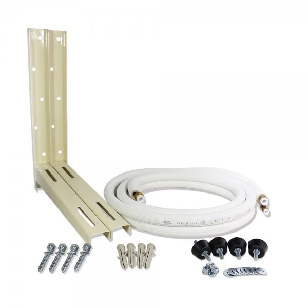 Bilake Kit instalación Aire Acondicionado, escuadras Soporte compresor, tuberías de Cobre Aislado 5m 1/4 3/8, silentblock, tornillería.