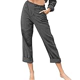 Leinenhose Damen Sommer Lang Weites Bein Sommerhose High Waist Bequem Luftig Leinen Freizeithose Leicht Elegant Locker Schlupfhose Stoffhose Palazzo Hose Hose Damen Sommer Casual Baumwolle Leinen Stoffhose Einfarbig Freizeithose Stretch Leicht Leinenhose Straight Leg Hose und Taschen