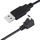 CERRXIAN 9.8FT 90 Degree Mini USB Cable, Angle Mini USB B Male to USB A 2.0 Male Data Sync and Charging Cable for Garmin Nuvi GPS,Canon,Dash Cam (3m, Black Down Angle)