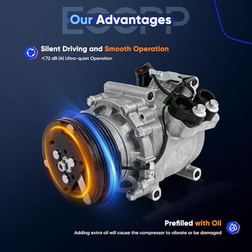 Image of ECCPP AC Compressor Direct Fit for Chrysler Sebring L4 2.4L 2001-2006 | for Dodge Stratus L4 2.0L 2.4L 2001-2006 Fast Cooling AC Compressor with Clutch Low Vibration Fuel Efficient Stable Operation