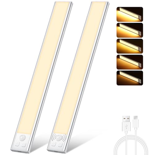 Lámpara de armario, iluminación LED recargable USB interior armario, inalámbrico, magnético, regulable lámpara led detector movimiento, luz led para armario escalera cocina pasillo