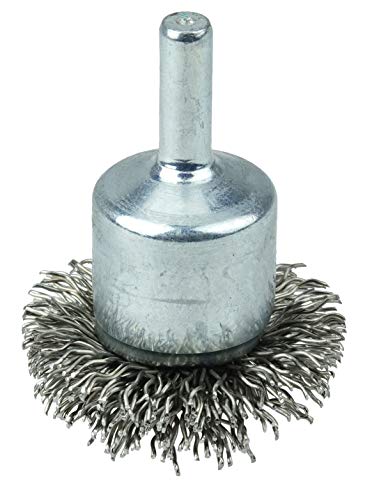 Weiler 10047 1-1/2" Circular Flared Crimped Wire End Brush, .020" Stainless Steel Fill, Made in the USA