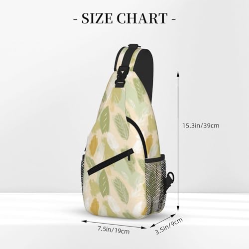 Image of SUPLUCHOM Sling Bag Pastel Leaf Art Hiking Daypack Crossbody Shoulder Backpack Travel Chest Pack for Men Women