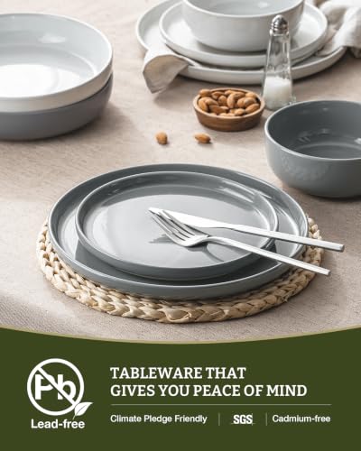 Image of Famiware Milkyway Stoneware Dinnerware Sets with Pasta Bowls, Service for 4 (16 Pieces), Plates and Bowls Sets -Scratch Resistant, Microwave and Dishwasher Safe Dishes Set, Multi-color