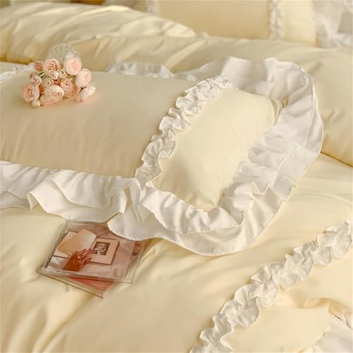 Soukechy Girls Lace Bedding, Queen Comforter Cover Set, Chic Ruffled Duvet Cover With 2 Layers Ruffle,Princess Style 1 Duvet Cover With 2 Pillowcases thumb #4