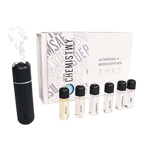 Chemistwy Motion Activated Car Essential Oil Aroma Diffuser with 6 Natural Essential Oils Aromatherapy Scent Air Freshner Fragrance Oils Perfume - Black