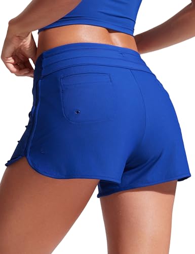 Image of CRZ YOGA Dolphin Classic Fit Board Shorts 3'' | Built in Brief, High Waisted, Tummy Control, Beach, Swim Trunks for Women