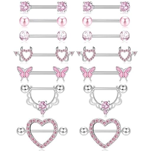 TYXHXTF 7 Piezas Barbell Piercing Pezón Acero Inoxidable, Piercing Oreja Acero Piercing para Mujer（Rosa） | Ya disponible en tu tienda friki favorita! En mundofriki.es!
