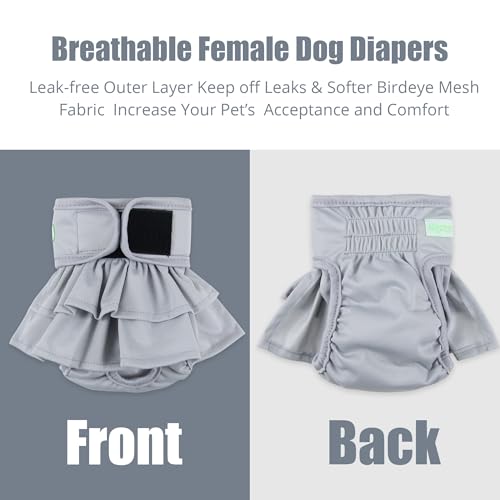 Image of wegreeco Dog Diapers Female (3 Pack), Highly Absorbent Puppy Doggie Dog Diapers for Female Dogs Period, Washable Doggy for in Heat, Small Medium Large Size (Large)