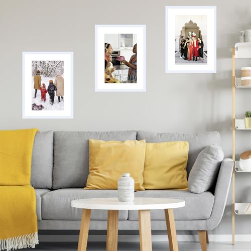 Image of JCJMY 19x25 Picture Frame with 16x22 Mat, Display Photo 16x22 with Mat or 19 x 25 Without Mat, Wall Hanging Large 19 by 25 Poster Frame with Plexiglass, White