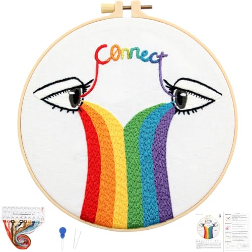 Image of Crafmanoe Hand Embroidery Kits for Beginners Adults, LGBT Embroidery Starter Kit, Stamped Cross Stitch Kits for Beginners Adult Craft Kits for Women, Entire Set of Embroidery Supplies & Video Tutorial