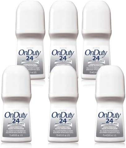 Avon On Duty 24 Hours Unscented Roll-On Anti-Perspirant Deodorant - 6 Pack