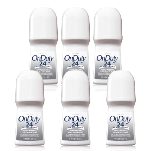 Avon On Duty 24 Hours Unscented Roll-On Anti-Perspirant Deodorant - 6 Pack