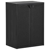 KGHFDVB Armadio da giardino nero, 65 x 45 x 88 cm, in polipropilene