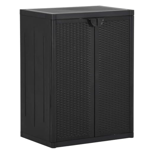 vidaXL Gartenschrank Kunststoffschrank Haushaltsschrank Spindschrank Schrank Spind Terrassenschrank Balkonschrank Schwarz 65x45x88cm PP Rattan