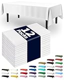 Pureegg Plastic Table Cloth Disposable 12 Pack, 54 x 108 Inch Table Cloths, Party, Picnic, Wedding, Decorative Tablecloths, Rectangle, White Plastic Cover, Leakproof & Sturdy, White