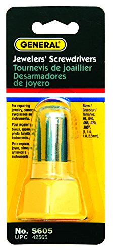 General Tools S605 Five-Blade Jeweler's Screwdriver Set, 4 Slotted Blades - 0.100, 0.070, 0.055, 0.04, 1 Phillips Blade - #0 #TOP1