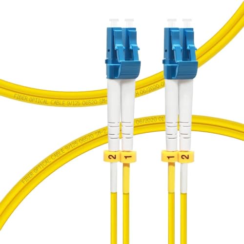 FLYPROFiber- 0.5M OS2 LC to LC Fiber Patch Cable | Length Option: 0.2m-300m | 1G/10GB Single Mode Duplex 9/125um SMF Fiber Optic Cable Cord LSZH 0.5Meter(1.6ft), 10pack