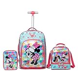 Kit Mochila Lancheira Estojo Minnie Rodinha Feminina Disney