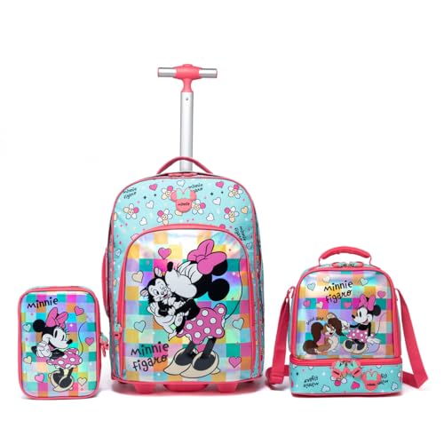 Kit Mochila Lancheira Estojo Minnie Rodinha Feminina Disney