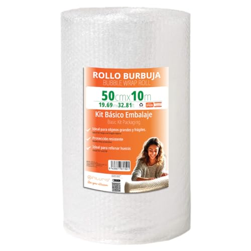 Rollo Burbujas Embalaje, Papel de Burbujas para Embalar, Plástico de Burbujas para Mudanzas, Embalajes y Cajas. Medida 50 cm x 10 m de longitud - Ofituria
