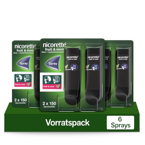 NICORETTE Spray mit minzigem Fruchtgeschmack Rauchen aufhören mit Nikotinspray 1 Spray ersetzt bis zu 150 Zigaretten zur Raucherentwöhnung 3x 2 St.