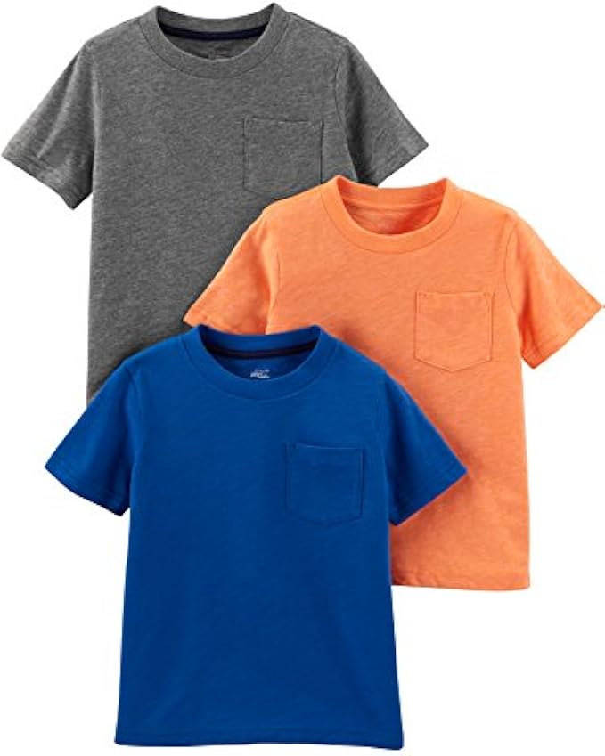 Simple Joys by Carter's Babies, Toddlers, and Boys' Solid Pocket Short-Sleeve Tee Shirts, Pack of 3