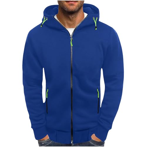 Men's Hoodies Full Zip Casual Cotton Hooded Drawstring Hoodies Casual Lightweight Slim Fit Jacket with Zipper Pockets