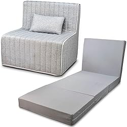 gridinlux Sofá de Suelo Individual Convertible | Sillón Cama Desmontable | Asiento Compacto y Plegable | Colchón Adicional para Invitados