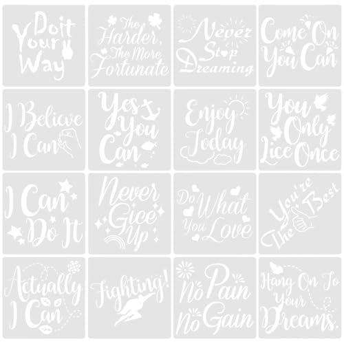 Plantillas de pintura reutilizables con frases inspiradoras para artistas