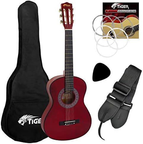 TIGER CLG4-RD | 3/4 Size Classical Spanish Guitar Pack | Red