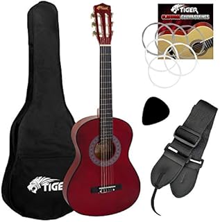 Początkujący tygrys 1/2 rozmiar klasyczna gitara zestaw - czerwona gitara, CLG6-RD